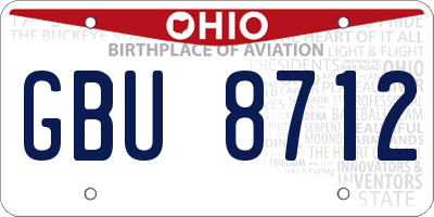 OH license plate GBU8712