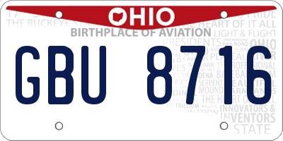 OH license plate GBU8716