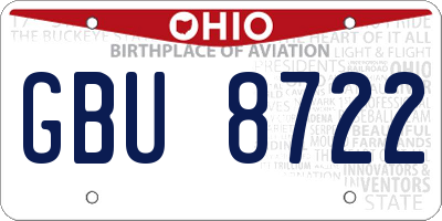 OH license plate GBU8722