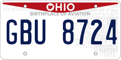 OH license plate GBU8724