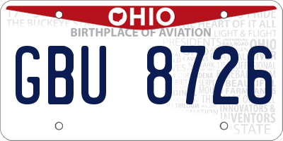 OH license plate GBU8726