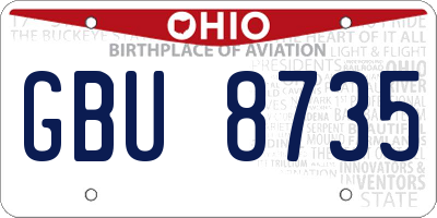 OH license plate GBU8735