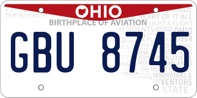 OH license plate GBU8745