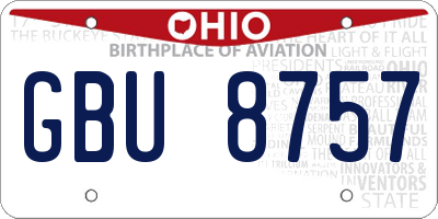 OH license plate GBU8757