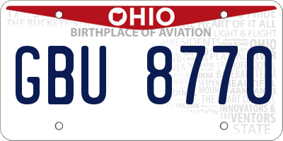 OH license plate GBU8770