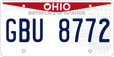 OH license plate GBU8772