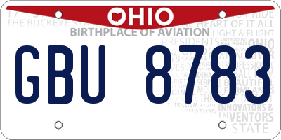 OH license plate GBU8783
