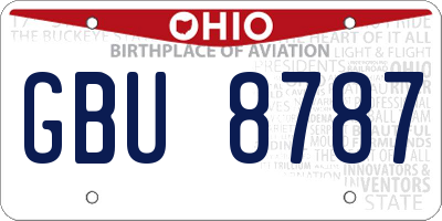 OH license plate GBU8787