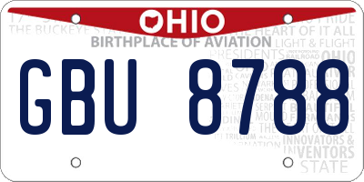 OH license plate GBU8788
