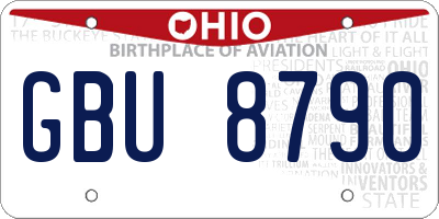 OH license plate GBU8790