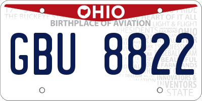 OH license plate GBU8822