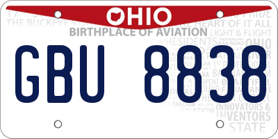 OH license plate GBU8838