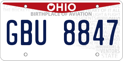 OH license plate GBU8847