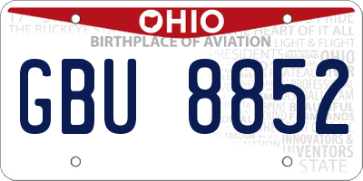 OH license plate GBU8852