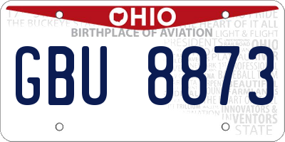 OH license plate GBU8873