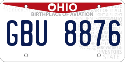 OH license plate GBU8876