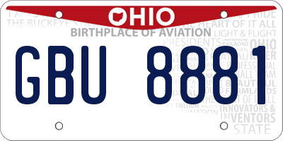 OH license plate GBU8881