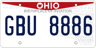 OH license plate GBU8886