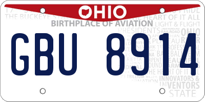 OH license plate GBU8914