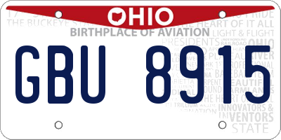 OH license plate GBU8915