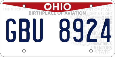 OH license plate GBU8924