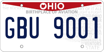 OH license plate GBU9001