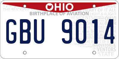 OH license plate GBU9014