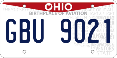 OH license plate GBU9021