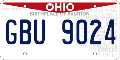OH license plate GBU9024