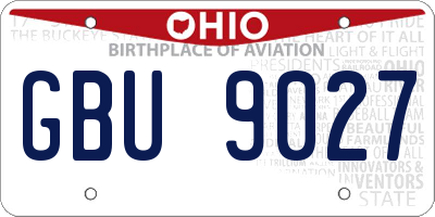 OH license plate GBU9027