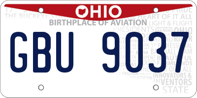 OH license plate GBU9037