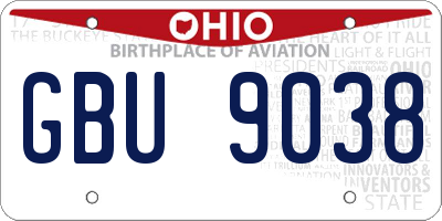 OH license plate GBU9038