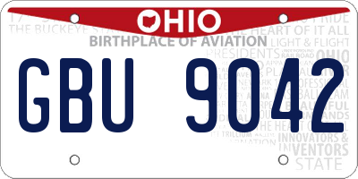 OH license plate GBU9042