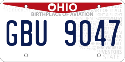 OH license plate GBU9047