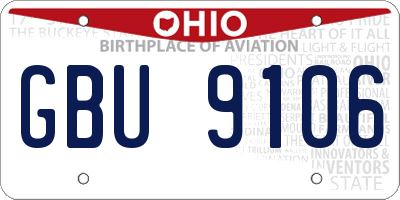 OH license plate GBU9106