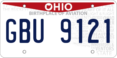 OH license plate GBU9121