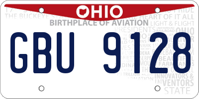 OH license plate GBU9128