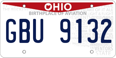 OH license plate GBU9132
