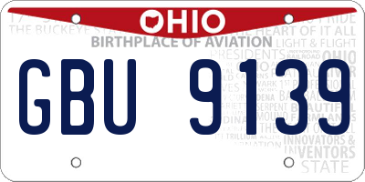 OH license plate GBU9139