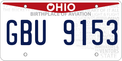 OH license plate GBU9153