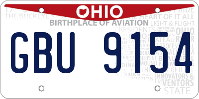 OH license plate GBU9154