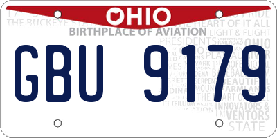 OH license plate GBU9179