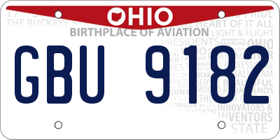 OH license plate GBU9182