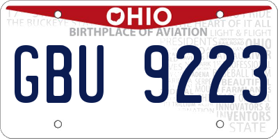 OH license plate GBU9223