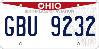 OH license plate GBU9232