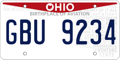 OH license plate GBU9234