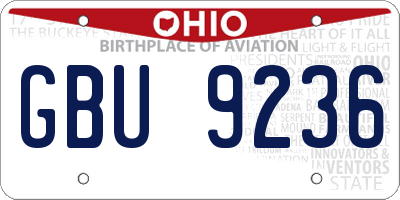 OH license plate GBU9236