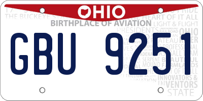 OH license plate GBU9251