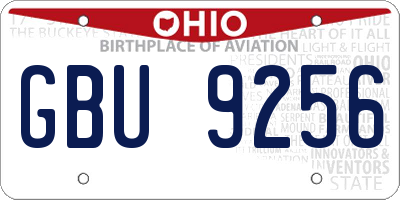 OH license plate GBU9256
