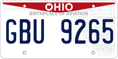 OH license plate GBU9265